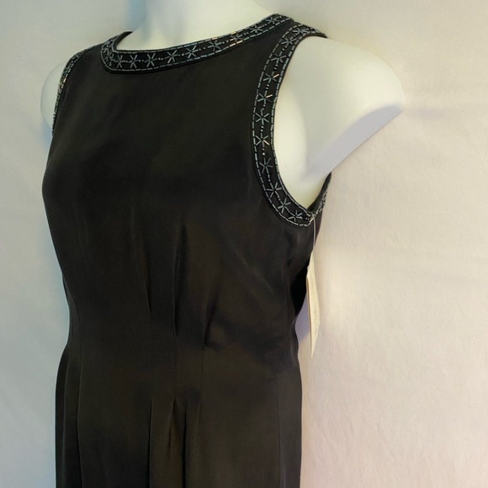 Patrick Collection Sz 12 Classy & Elegant Vintage Black 100% Silk Dress 90s